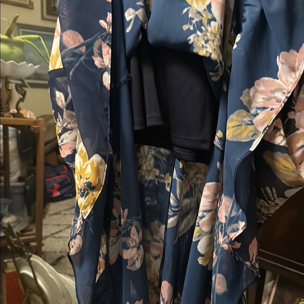 Bailey Blue Navy Floral Wrap Style Maxi Dress Boho Romantic Flowy Wedding Guest - Picture 5 of 6